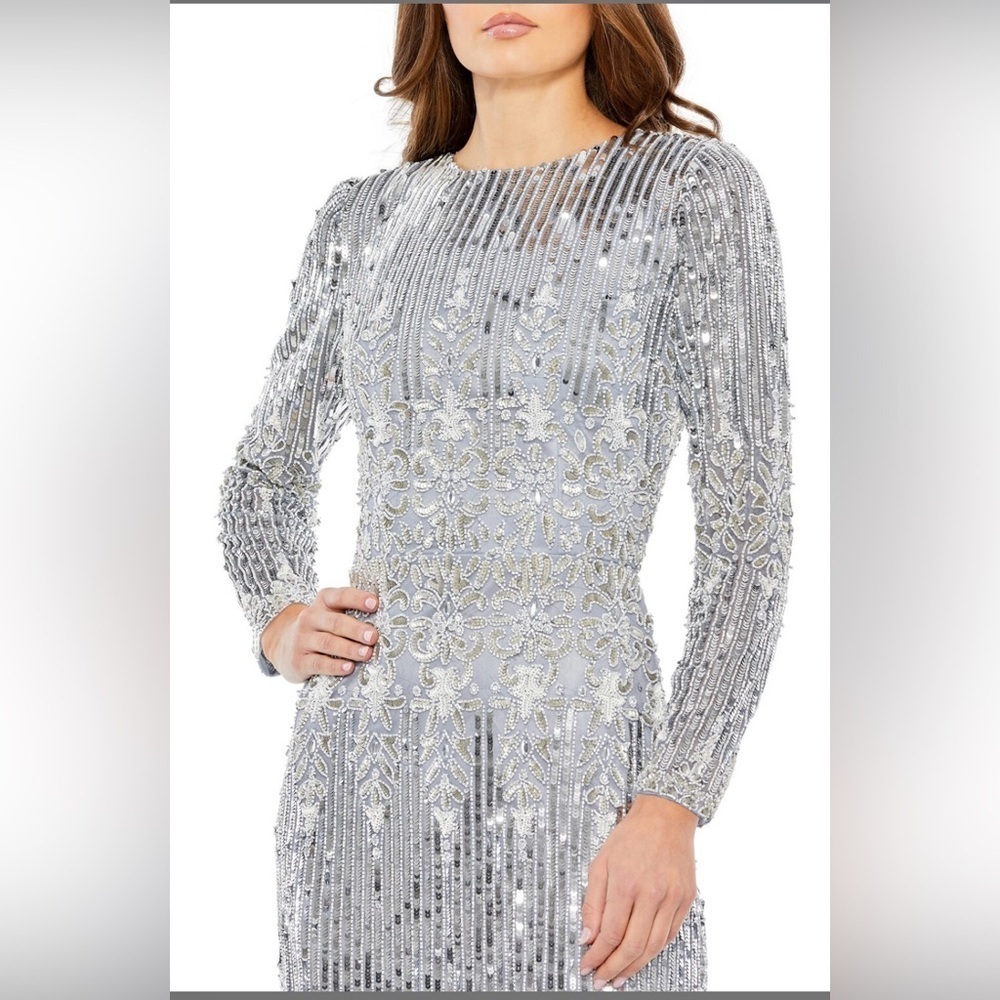 Mac Duggal 5576 NWT Jewel Neckline Long Sleeve Dress - Picture 2 of 8